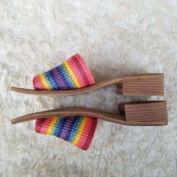 Rainbow Stripe Sandals Lucky Brand Frijana Slide Size 8.5 Pride Kidcore Mule EUC - Picture 13 of 13